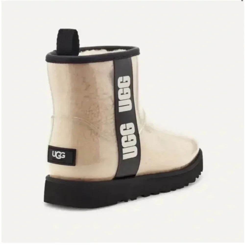 UGG Classic Clear Mini Boots Waterproof Wool-Blend Cream/White Women’s 6